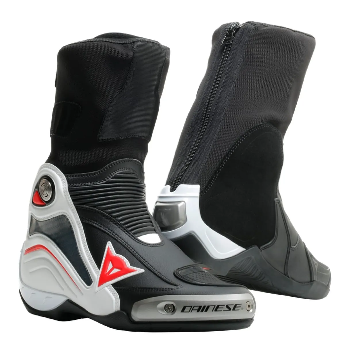 Bottes Dainese Axial D1 Noir Blanc Rouge Lave - Bottes racing